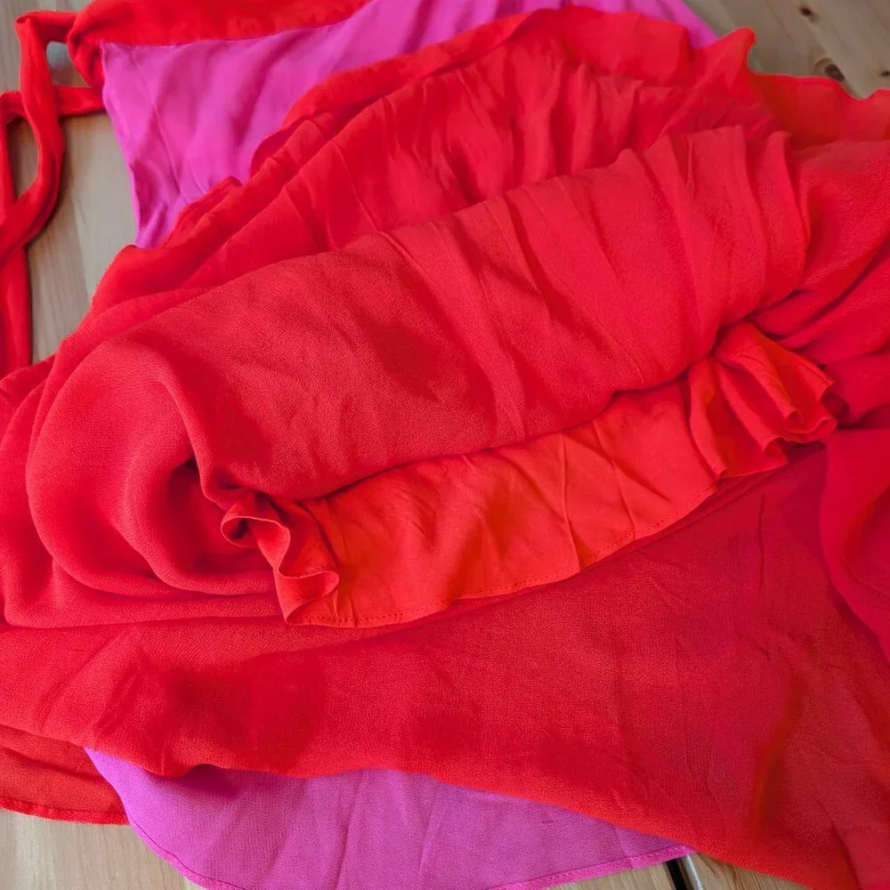 Farm Rio Tiered Midi Wrap Skirt L - Picture 5 of 6